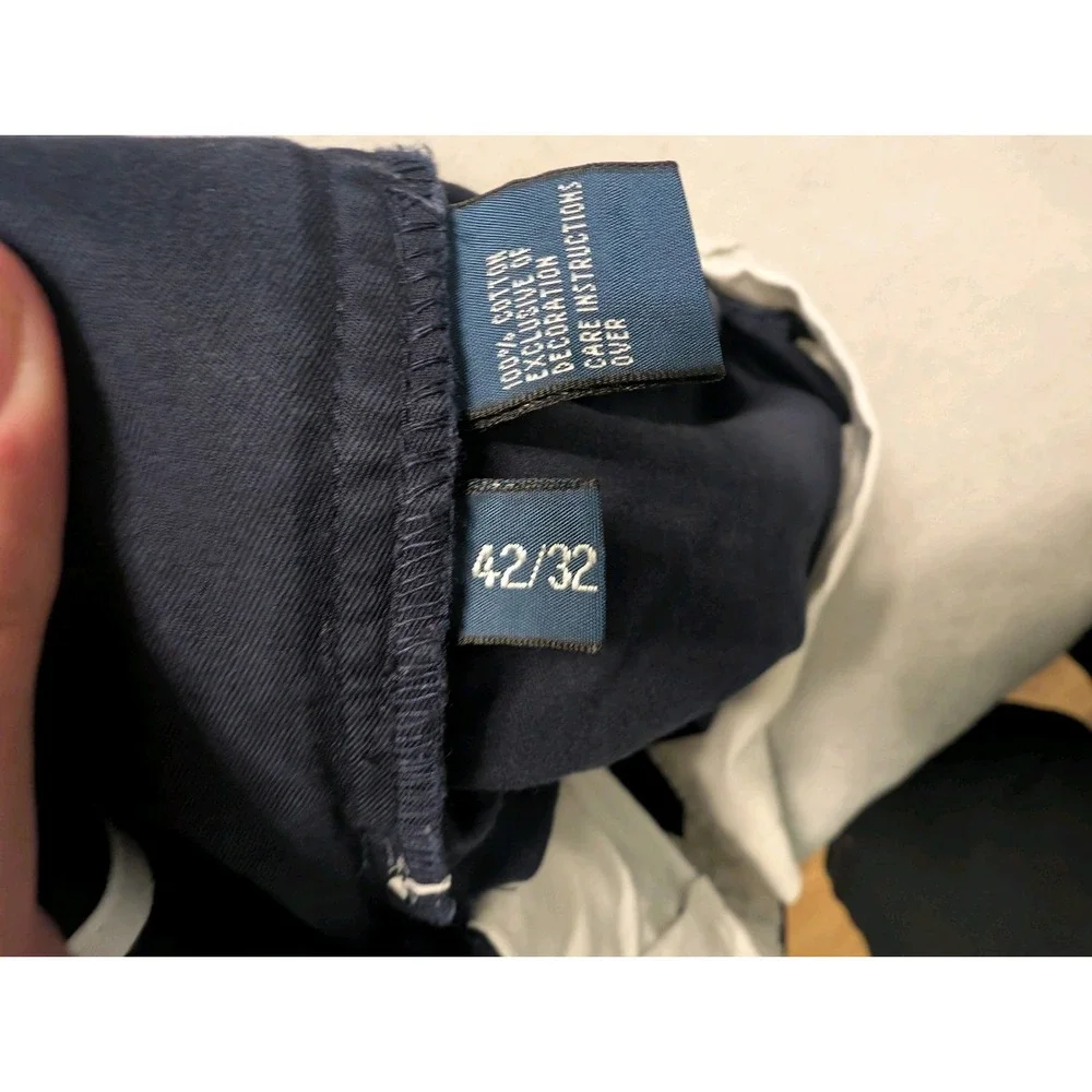 POLO RALPH LAUREN Navy Blue Prospect Pants 100% Cotton Casual Men's 42x32